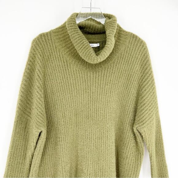 MerSea Chalet Cowl Neck Ribbed Sweater OS Green - Picture 4 of 7